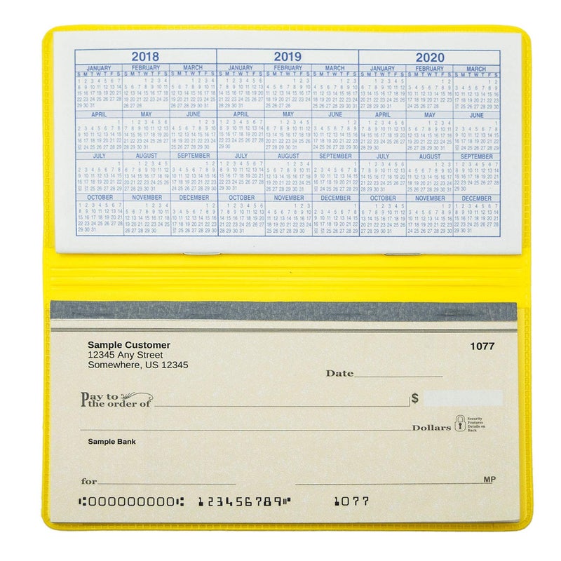 CAROUSELCHECKS Yellow Vinyl Checkbook Cover, Top Tear Personal Vinyl Checkbook Cover - Image 2